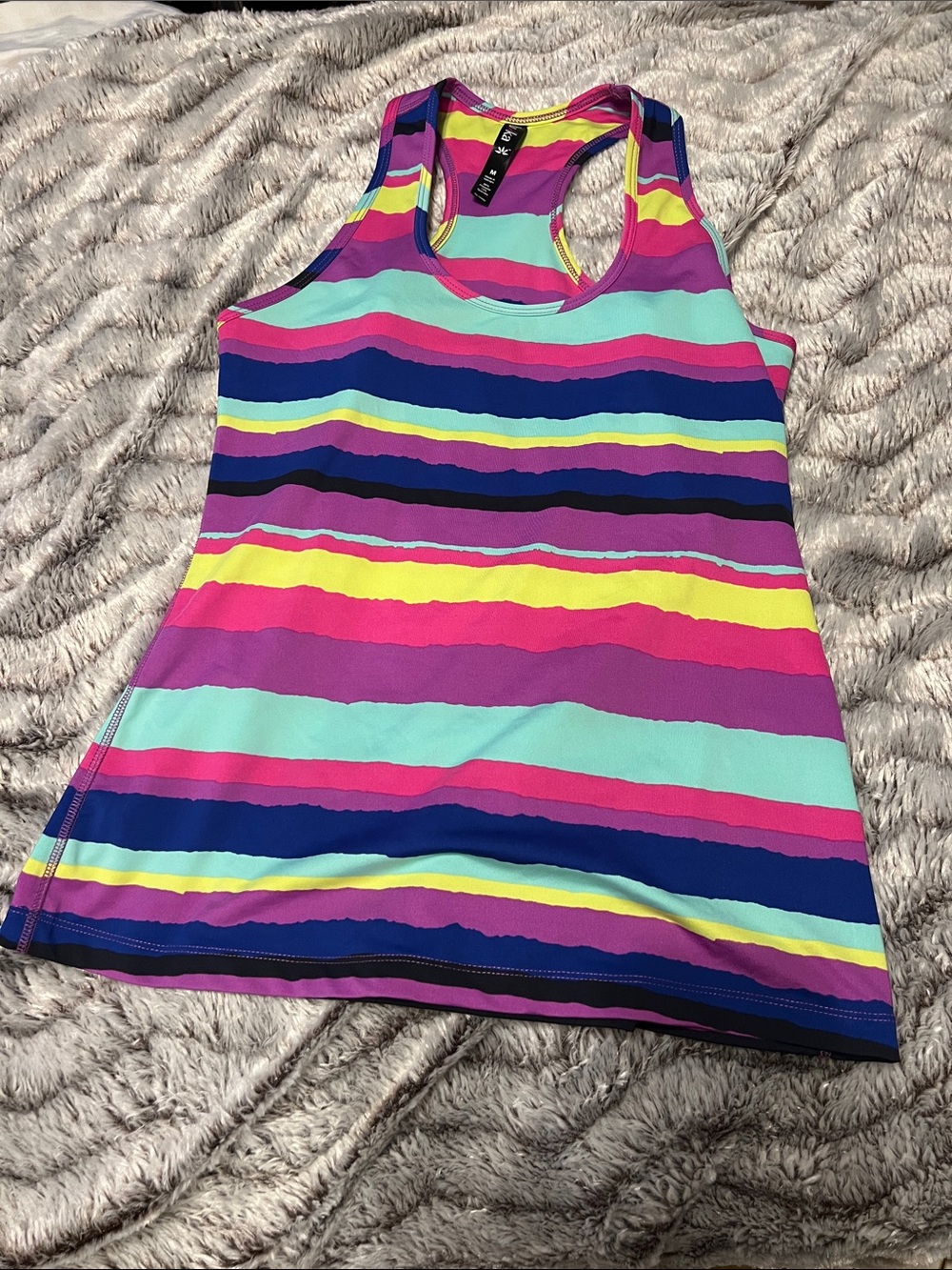 lukka Striped Racerback Tank in Purple, Pink, Blue, Yellow, Teal